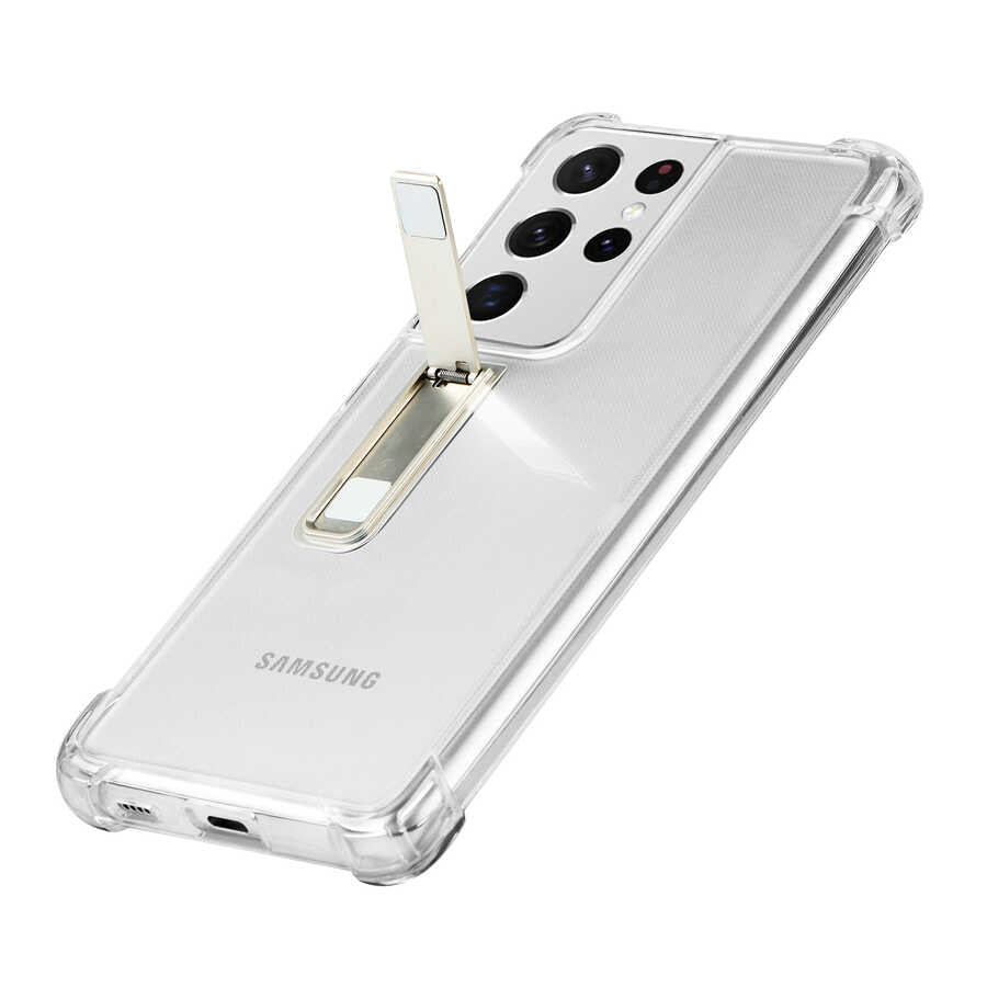 Galaxy S21 Ultra Kılıf Zore Standlı Süper Silikon Kapak Siyah