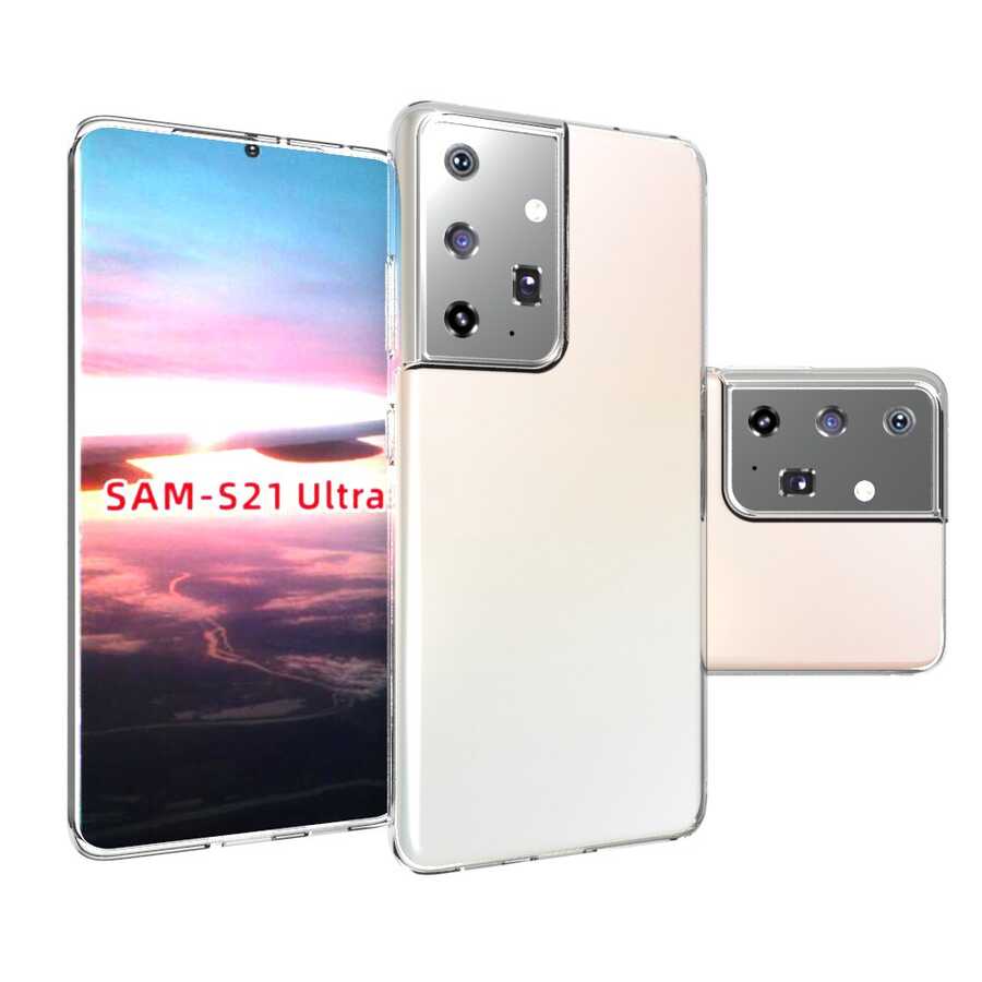 Galaxy S21 Ultra Kılıf Zore Süper Silikon Kapak Renksiz