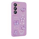 Galaxy S22 Kılıf Kabartma Figürlü Parlak Zore Toys Silikon Kapak Pembe