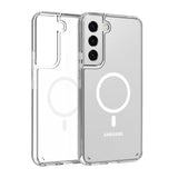 Galaxy S22 Kılıf M-safe Şarj Özellikli Şeffaf Sert PC Zore Embos Kapak Renksiz