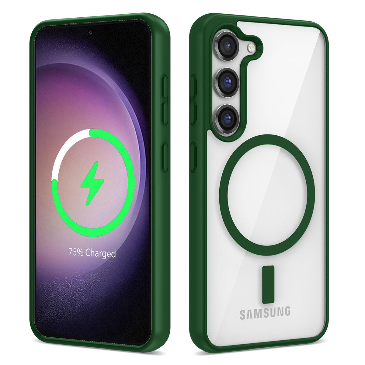 Galaxy S22 Kılıf M-safe Wireless Şarj Özellikli Silikon Zore Ege Kapak Yeşil