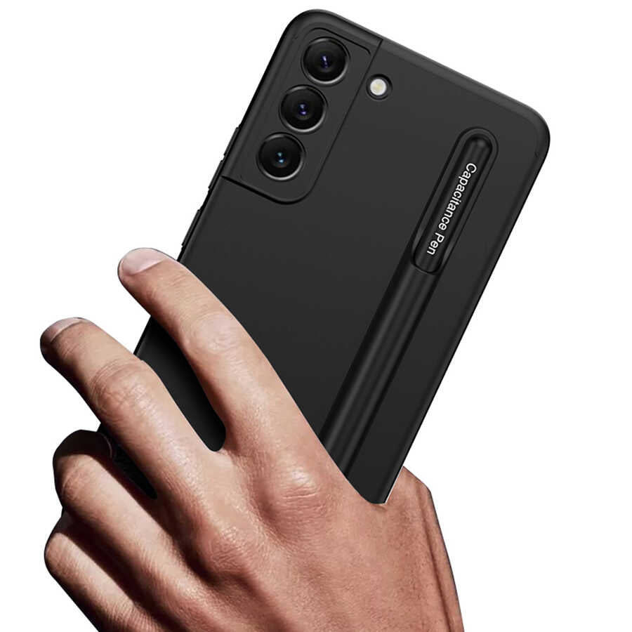 Galaxy S22 Kılıf Zore Kalemli Ays Kapak Siyah