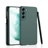 Galaxy S22 Kılıf Zore Kalemli Kıpta Kapak Koyu Yeşil