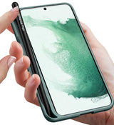 Galaxy S22 Kılıf Zore Kalemli Kıpta Kapak Koyu Yeşil