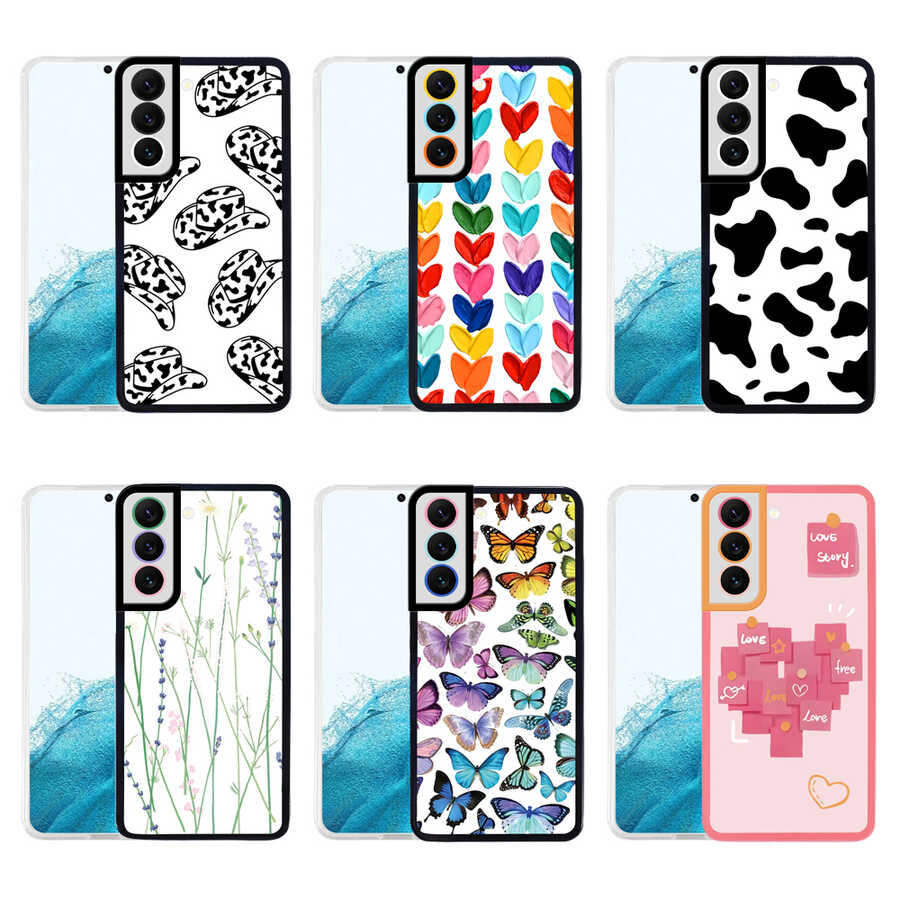 Galaxy S22 Kılıf Zore M-Fit Desenli Kapak Butterfly No3