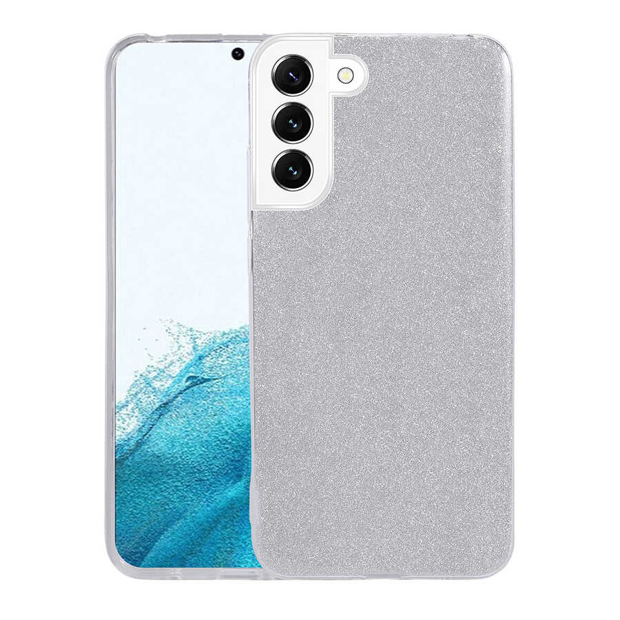 Galaxy S22 Kılıf Zore Shining Silikon Gümüş
