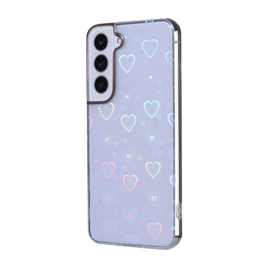 Galaxy S22 Kılıf Zore Sidney Desenli Sert Kapak Heart No1