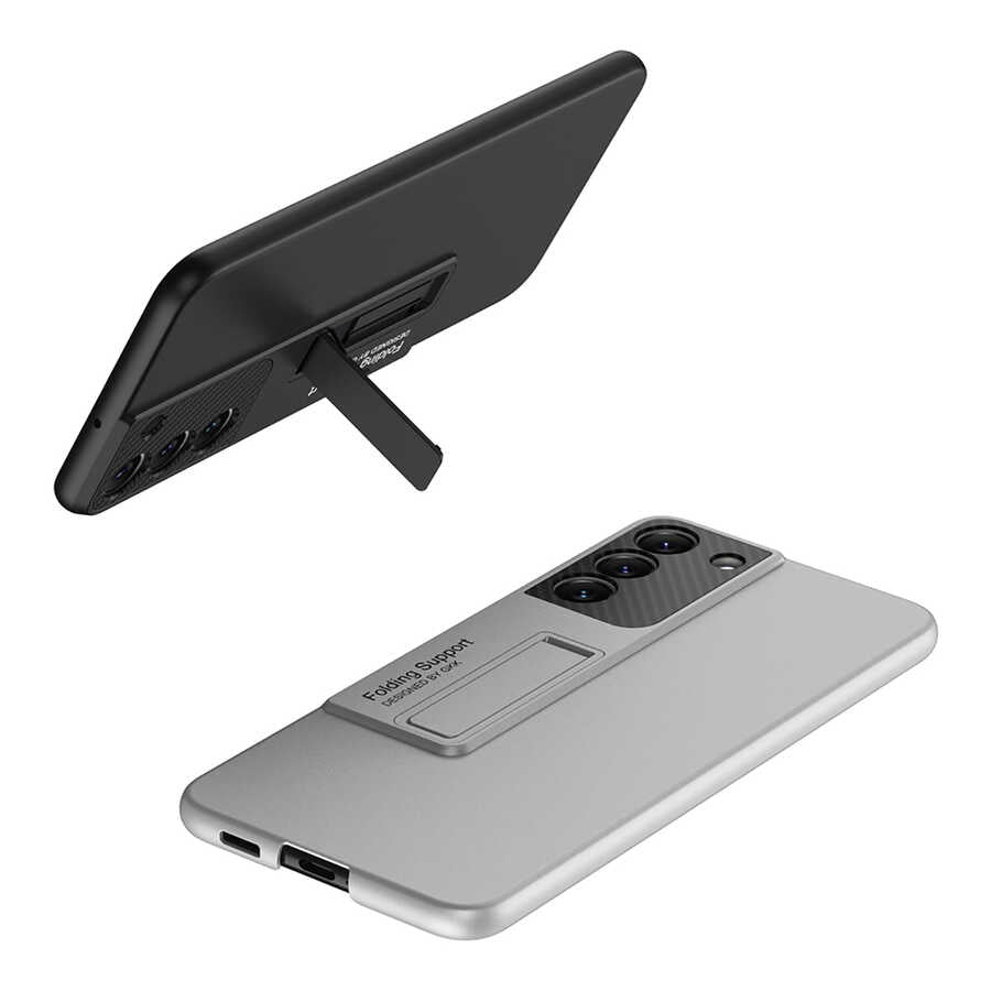 Galaxy S22 Kılıf Zore Standlı Ays Kapak Siyah