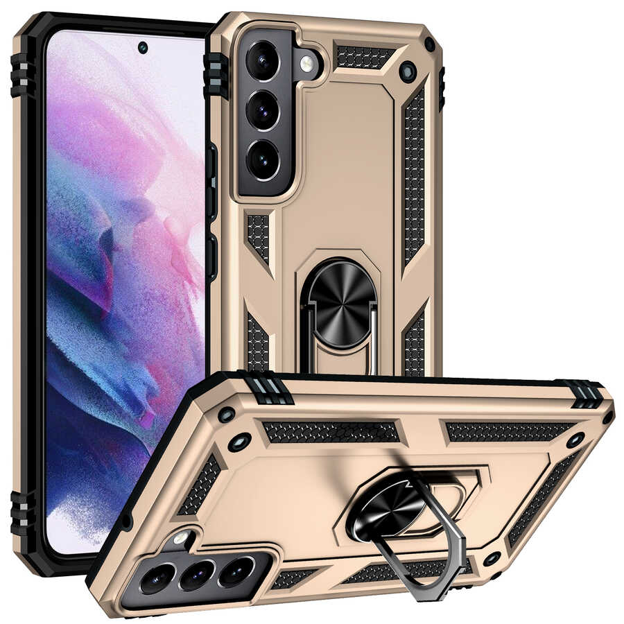 Galaxy S22 Kılıf Zore Vega Kapak Gold
