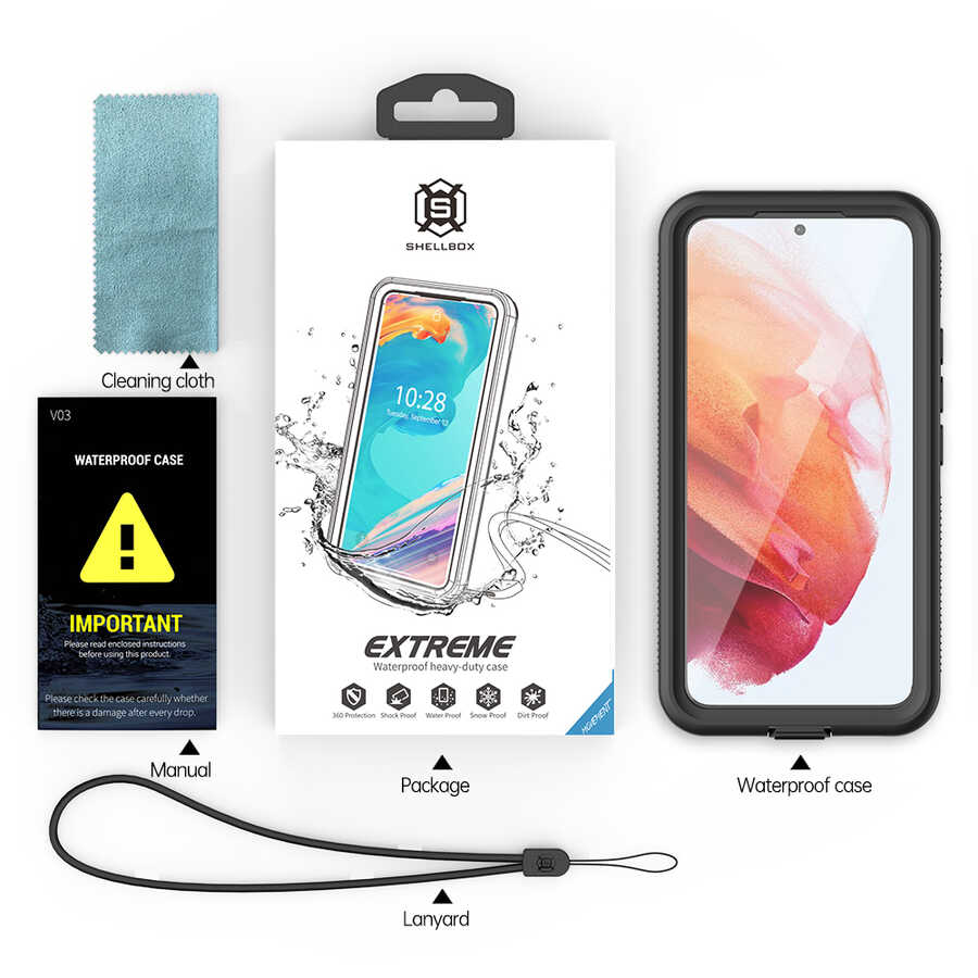 Galaxy S22 Plus Kılıf 1-1 Su Geçirmez Kılıf Siyah