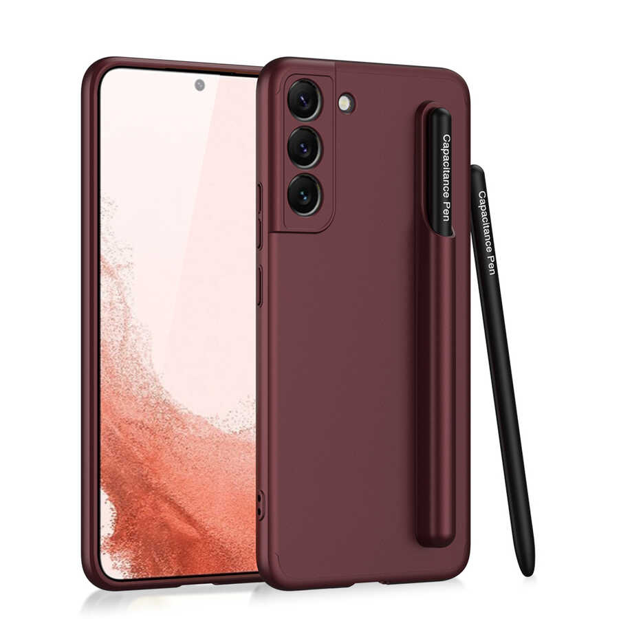 Galaxy S22 Plus Kılıf Zore Kalemli Ays Kapak Koyu Mor