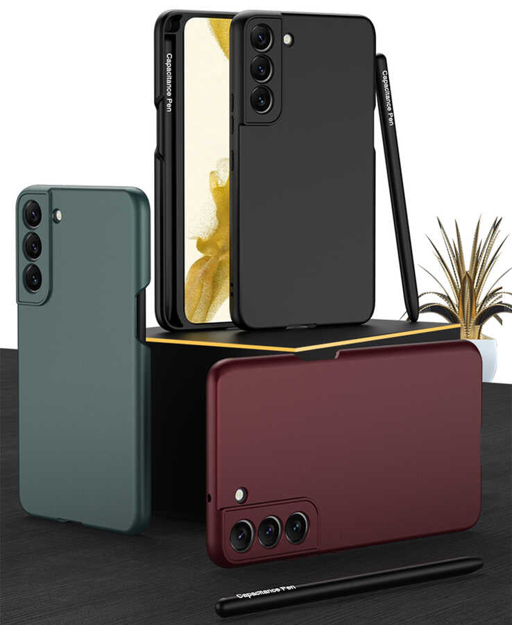 Galaxy S22 Plus Kılıf Zore Kalemli Kıpta Kapak Mürdüm