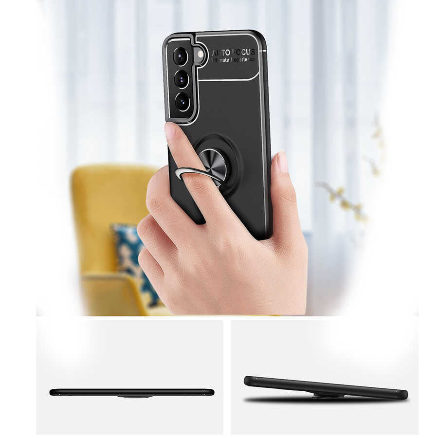 Galaxy S22 Plus Kılıf Zore Ravel Silikon Kapak Siyah-Mavi
