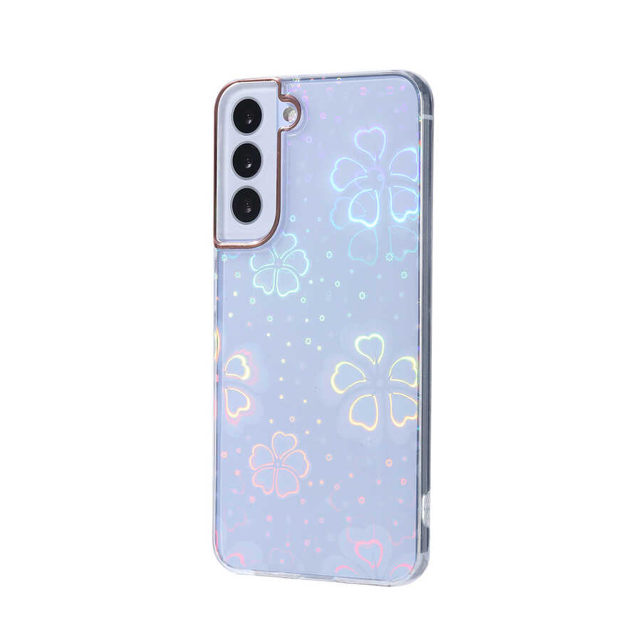 Galaxy S22 Plus Kılıf Zore Sidney Desenli Sert Kapak Flower No3