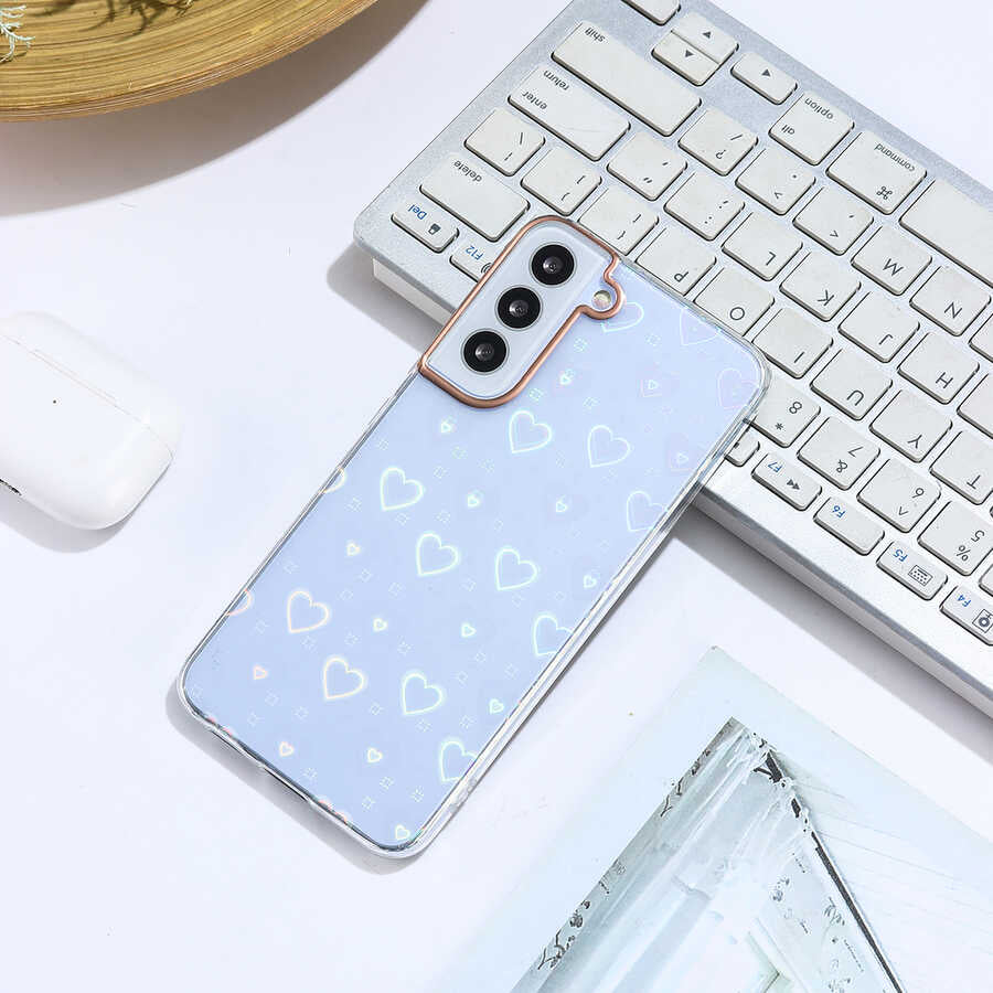 Galaxy S22 Plus Kılıf Zore Sidney Desenli Sert Kapak Heart No1