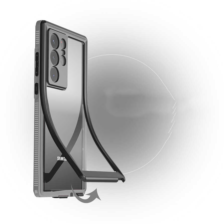 Galaxy S22 Ultra Kılıf 1-1 Su Geçirmez Kılıf Siyah