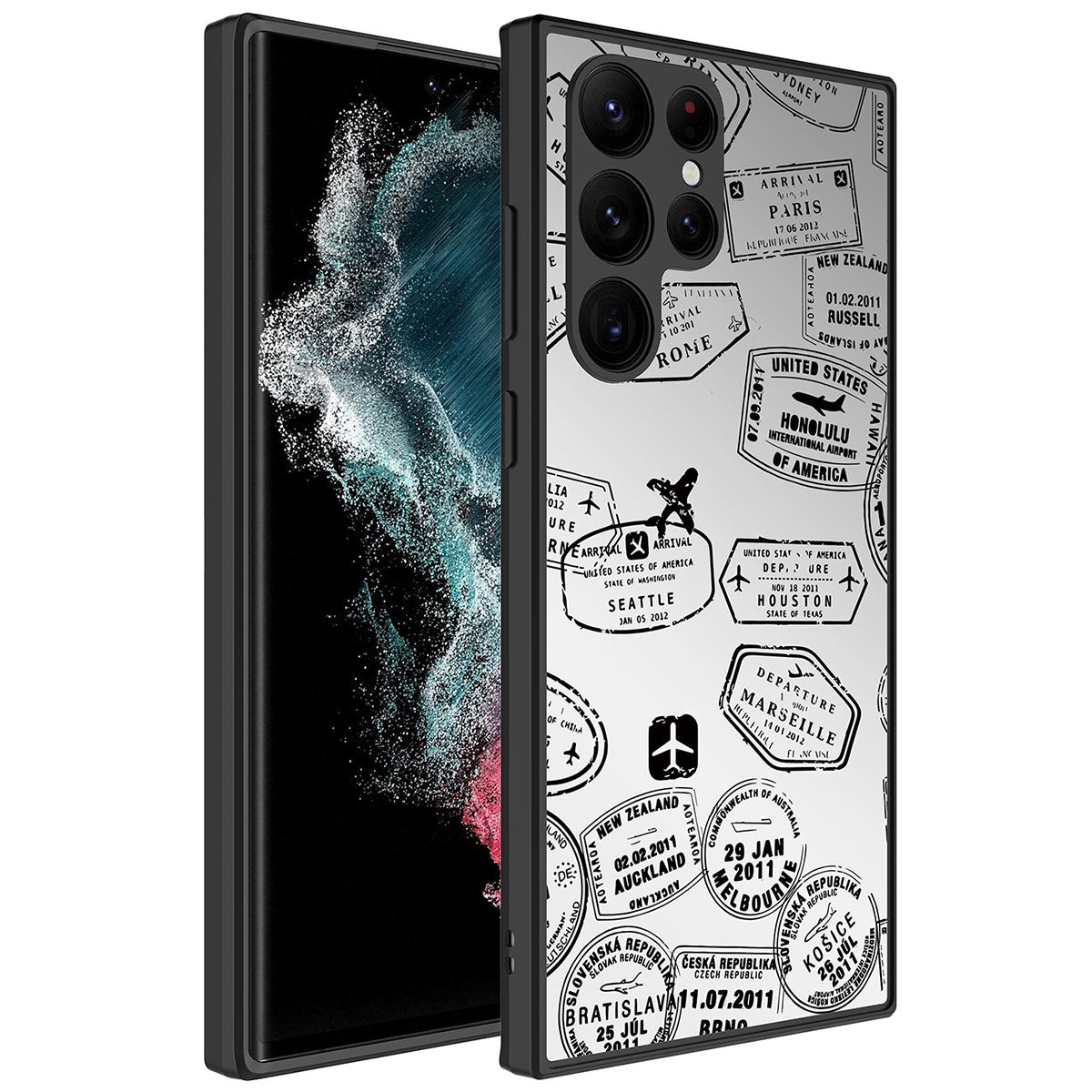 Galaxy S22 Ultra Kılıf Aynalı Desenli Kamera Korumalı Parlak Zore Mirror Kapak Seyahat