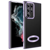 Galaxy S22 Ultra Kılıf Kamera Korumalı Logo Gösteren Zore Omega Kapak Lila
