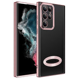Galaxy S22 Ultra Kılıf Kamera Korumalı Logo Gösteren Zore Omega Kapak Rose Gold