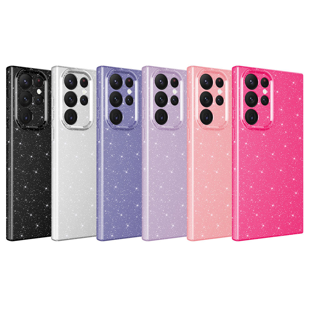 Galaxy S22 Ultra Kılıf Kamera Korumalı Simli Lüks Zore Koton Kapak Pembe Koyu