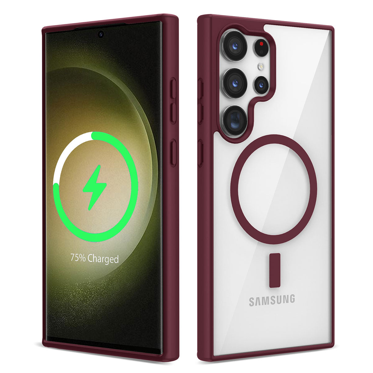 Galaxy S22 Ultra Kılıf M-safe Wireless Şarj Özellikli Silikon Zore Ege Kapak Koyu Kırmızı