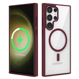 Galaxy S22 Ultra Kılıf M-safe Wireless Şarj Özellikli Silikon Zore Ege Kapak Koyu Kırmızı