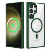 Galaxy S22 Ultra Kılıf M-safe Wireless Şarj Özellikli Silikon Zore Ege Kapak Yeşil