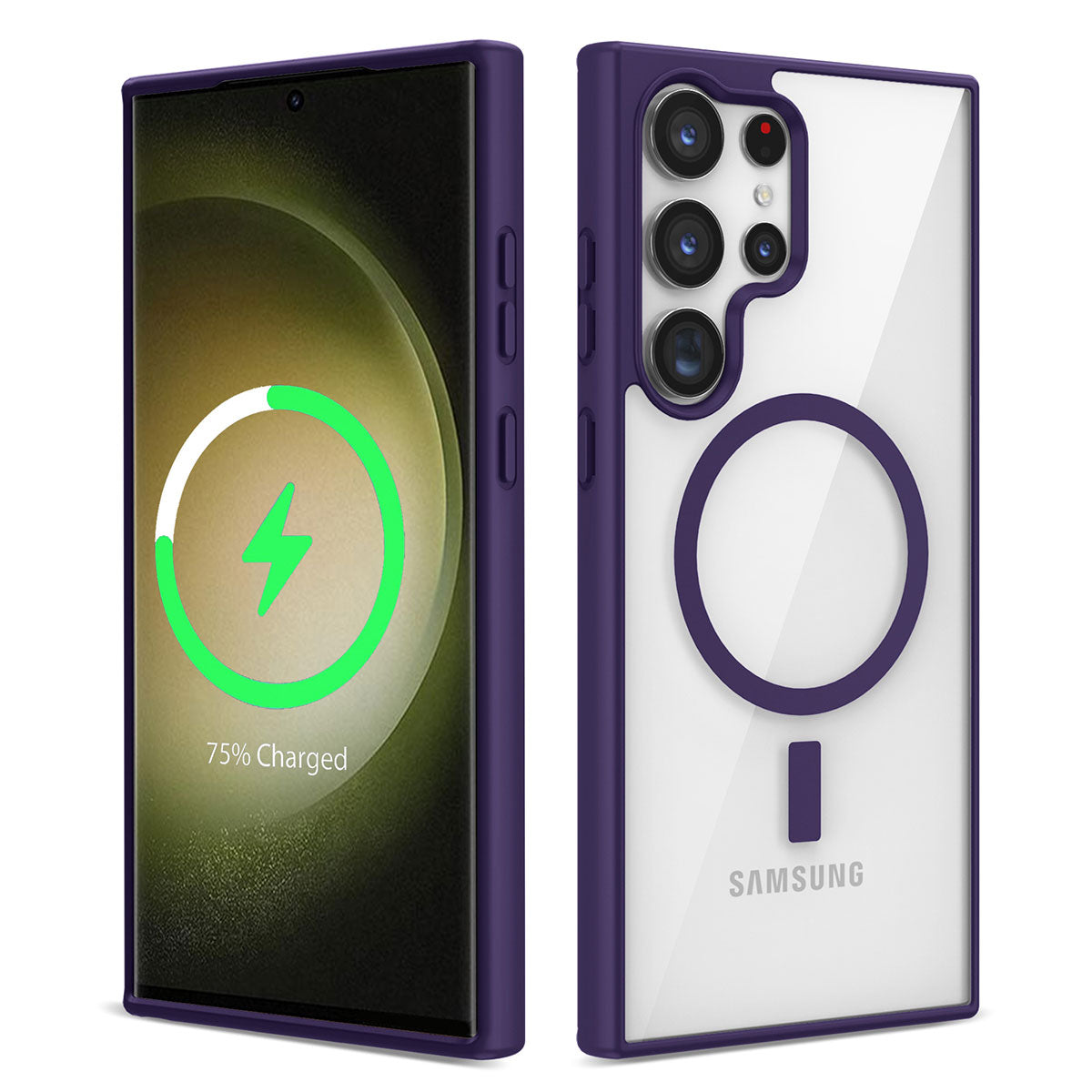 Galaxy S22 Ultra Kılıf M-safe Wireless Şarj Özellikli Silikon Zore Ege Kapak Mor
