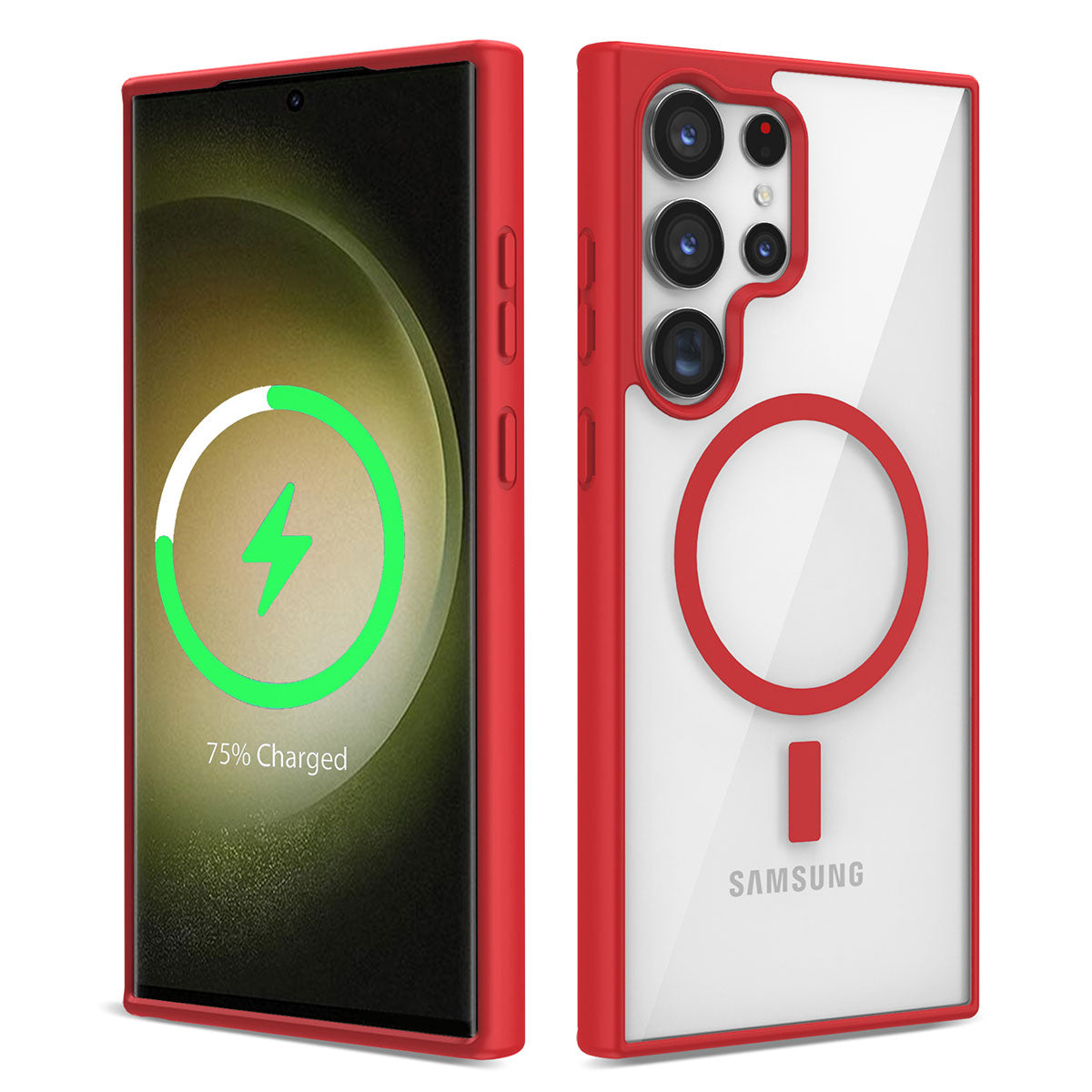 Galaxy S22 Ultra Kılıf M-safe Wireless Şarj Özellikli Silikon Zore Ege Kapak Kırmızı
