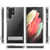 Galaxy S22 Ultra Kılıf Standlı Şeffaf Silikon Zore L-Stand Kapak Renksiz