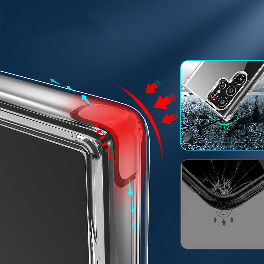 Galaxy S22 Ultra Kılıf Standlı Şeffaf Silikon Zore L-Stand Kapak Renksiz