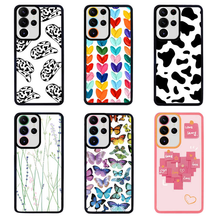 Galaxy S22 Ultra Kılıf Zore M-Fit Desenli Kapak Butterfly No3