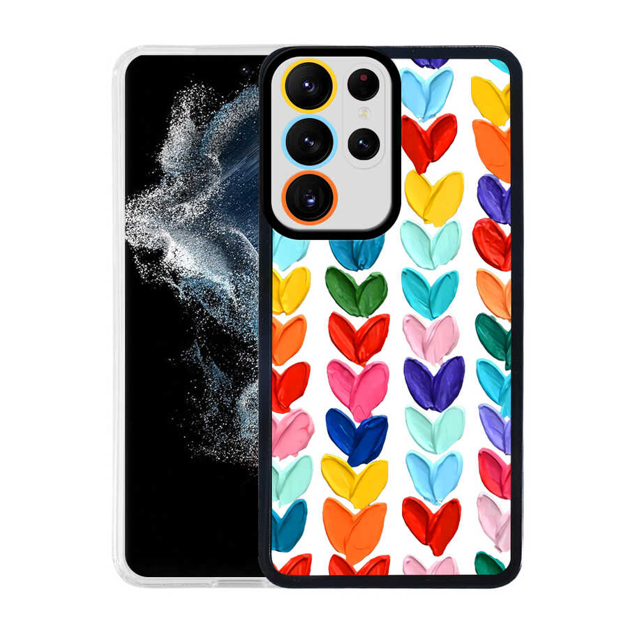 Galaxy S22 Ultra Kılıf Zore M-Fit Desenli Kapak Heart No6