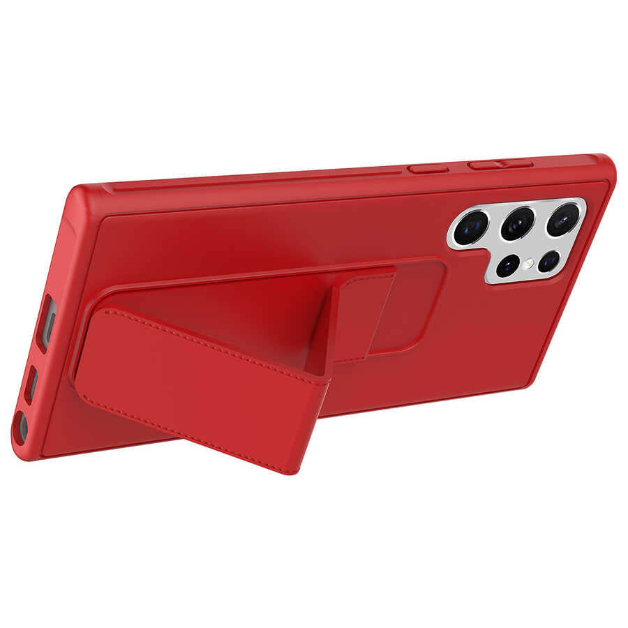 Galaxy S22 Ultra Kılıf Zore Qstand Kapak Kırmızı