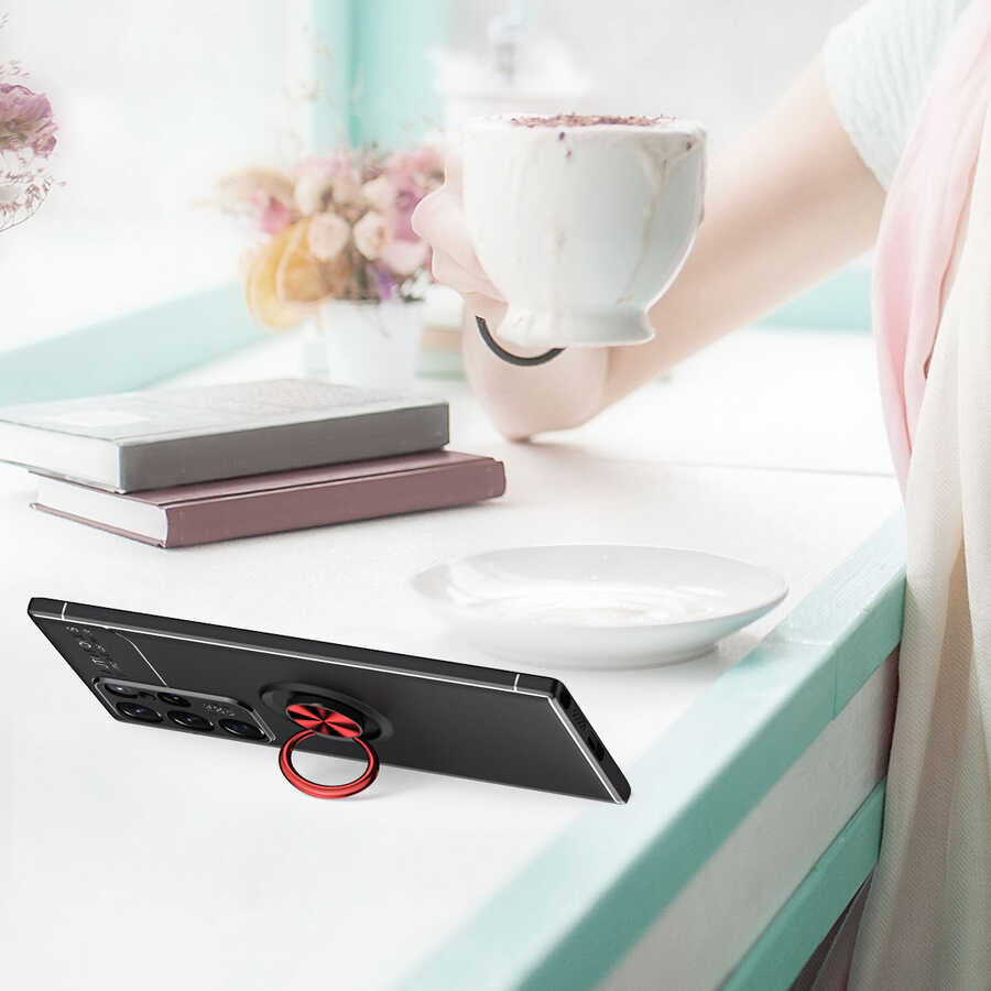 Galaxy S22 Ultra Kılıf Zore Ravel Silikon Kapak Kırmızı