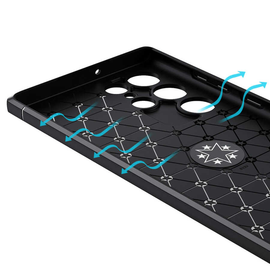 Galaxy S22 Ultra Kılıf Zore Ravel Silikon Kapak Siyah-Mavi