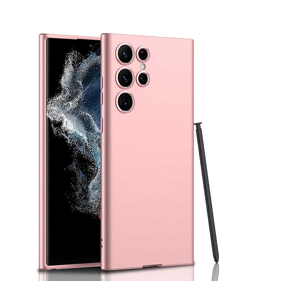 Galaxy S22 Ultra Kılıf Zore Silikon Kıpta Kapak Rose Gold
