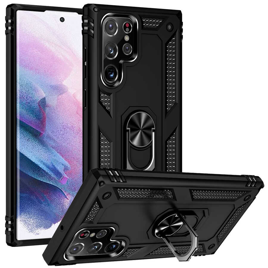 Galaxy S22 Ultra Kılıf Zore Vega Kapak Siyah