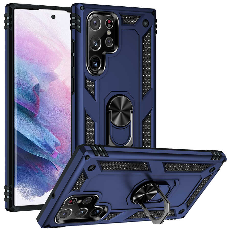 Galaxy S22 Ultra Kılıf Zore Vega Kapak Mavi