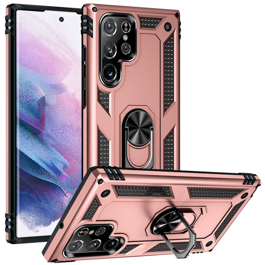 Galaxy S22 Ultra Kılıf Zore Vega Kapak Rose Gold