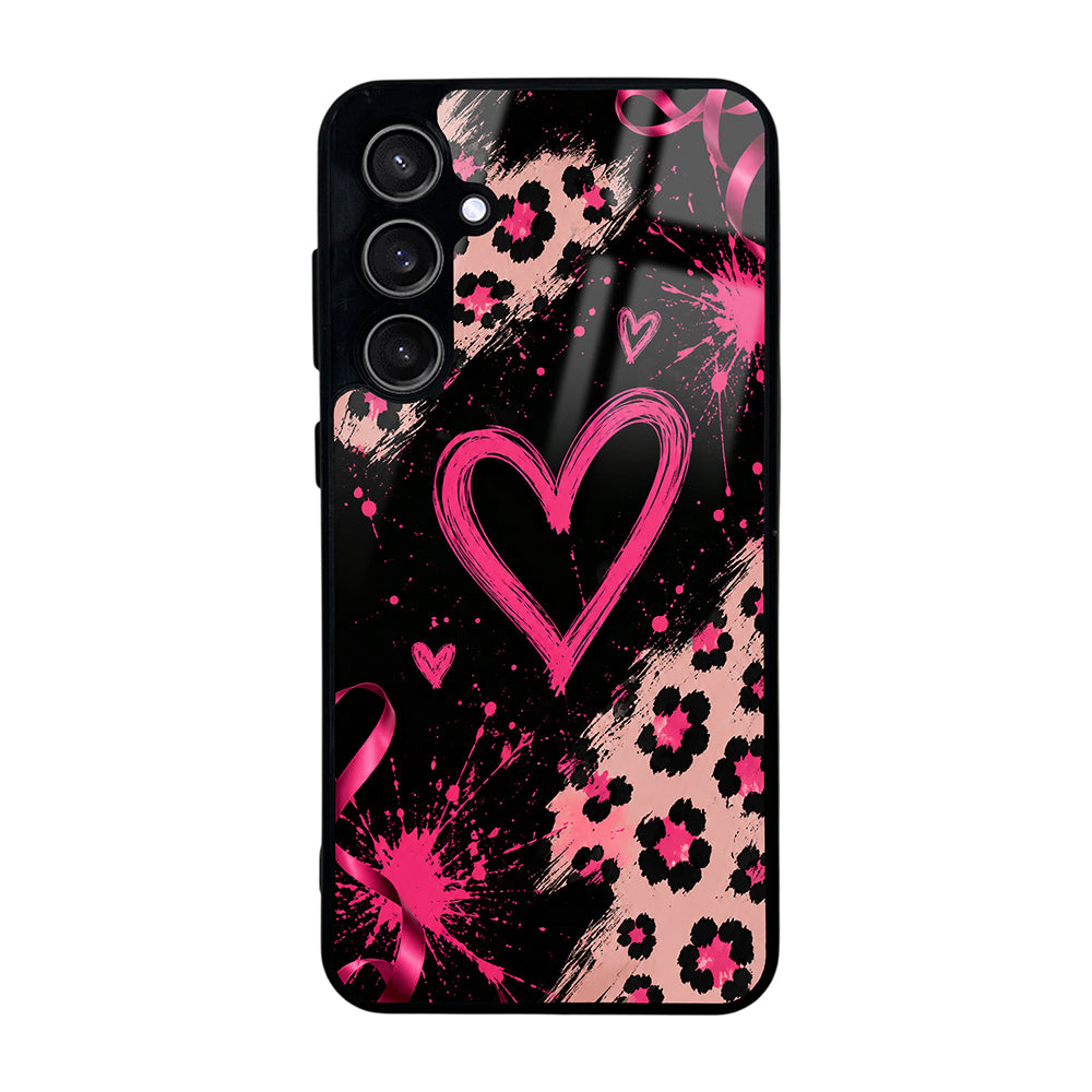 Galaxy S23 FE Kılıf Kamera Korumalı Desenli Zore Lusi Kapak Pembe Kalp