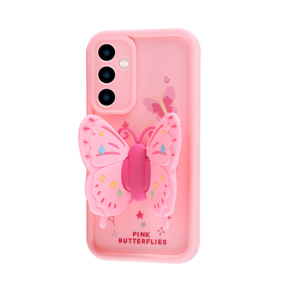 Galaxy S23 FE Kılıf Kamera Korumalı Figür Tasarımlı Zore Kapya Kapak Pembe Açık