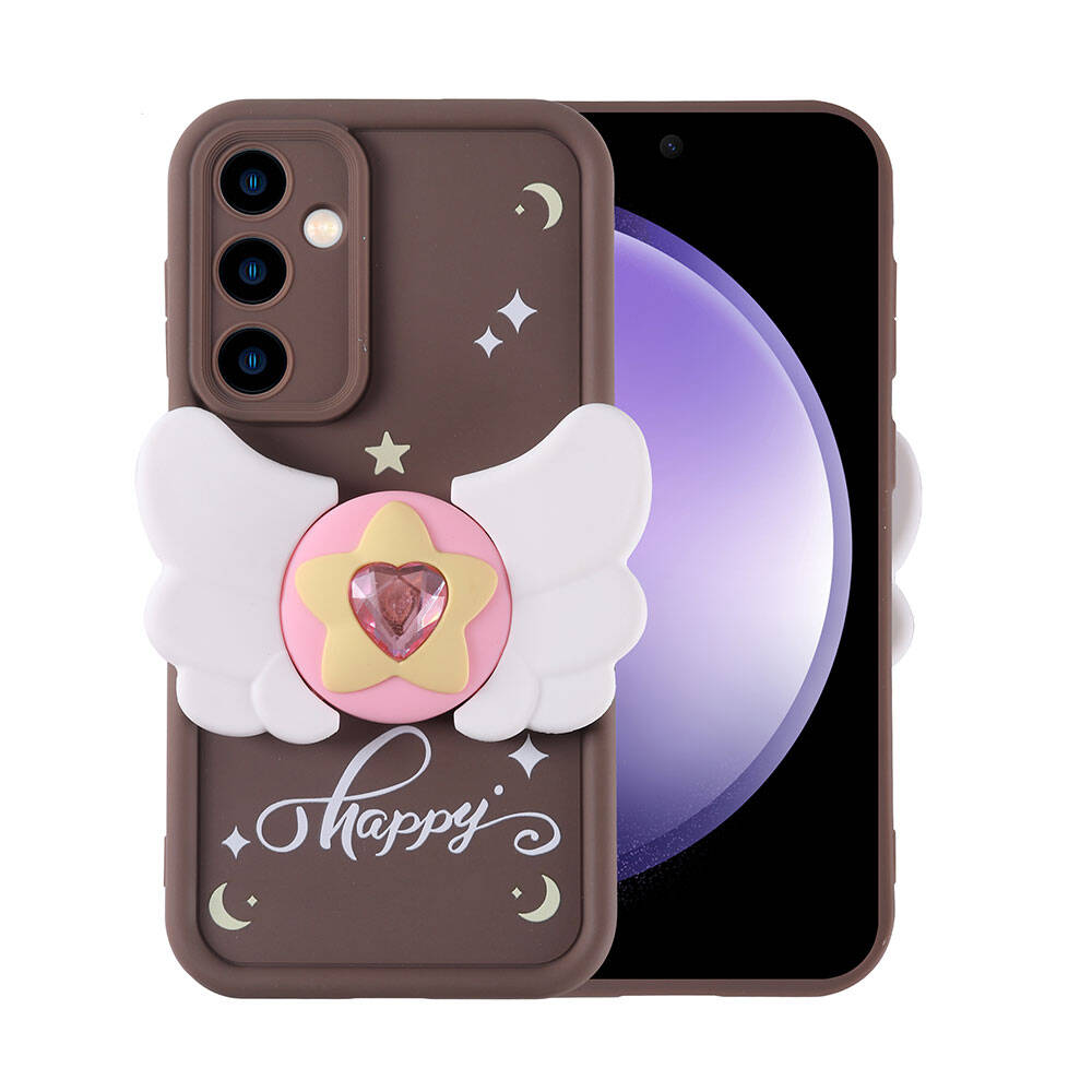 Galaxy S23 FE Kılıf Kamera Korumalı Figür Tasarımlı Zore Kapya Kapak Pembe Açık