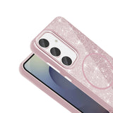 Galaxy S23 FE Kılıf M-safe Şarj Özellikli Parlayan Simli Zore Okso Kapak Siyah