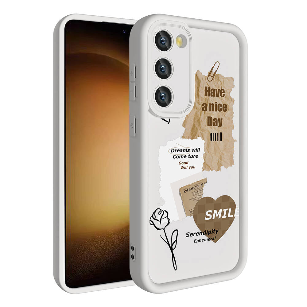 Galaxy S23 Kılıf Kamera Korumalı Baskılı Arka Yüzey Zore Klas Kapak Koyu Kahve