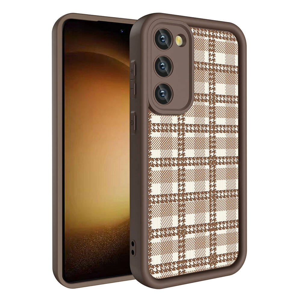Galaxy S23 Kılıf Kamera Korumalı Baskılı Arka Yüzey Zore Klas Kapak Koyu Kahve
