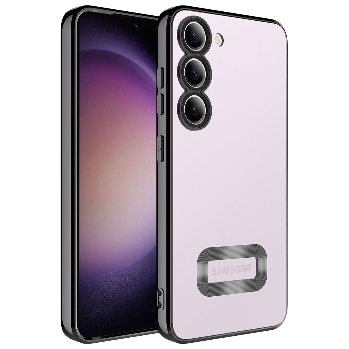 Galaxy S23 Kılıf Kamera Korumalı Logo Gösteren Zore Omega Kapak Derin Mor