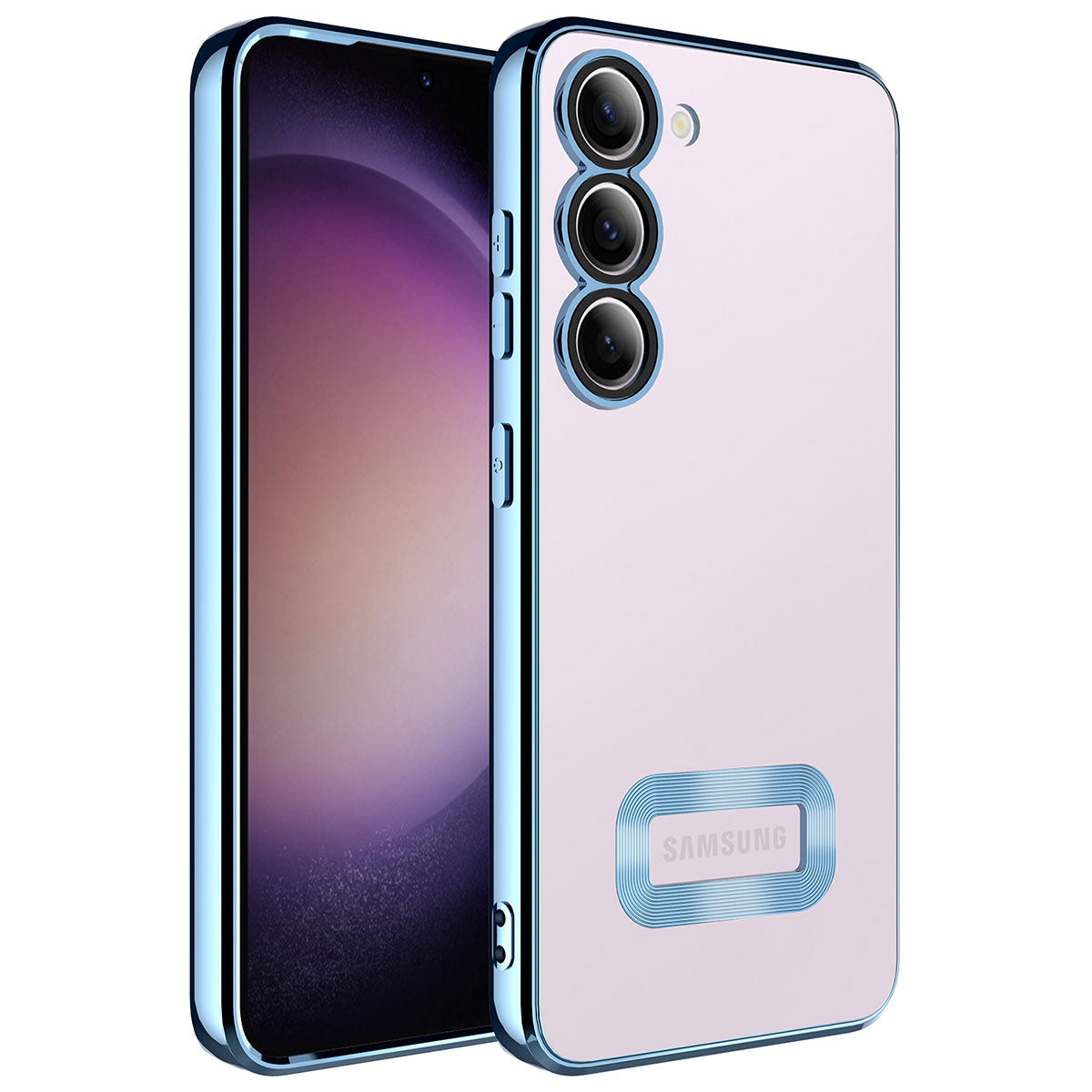 Galaxy S23 Kılıf Kamera Korumalı Logo Gösteren Zore Omega Kapak Sierra Mavi