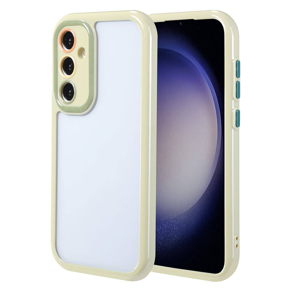 Galaxy S23 Kılıf Kamera Korumalı Renkli Kenar ve Çerçeve Tasarımlı Zore Vitamin Kapak Mürdüm