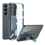 Galaxy S23 Kılıf Kamera Korumalı Şeffaf Tasarımlı Zore Lego Standlı Kapak Mürdüm